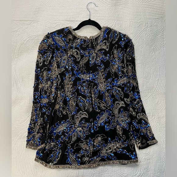 Vintage Silk Beaded Blouse by Nite Line | Size Medium - Picture 2 of 12